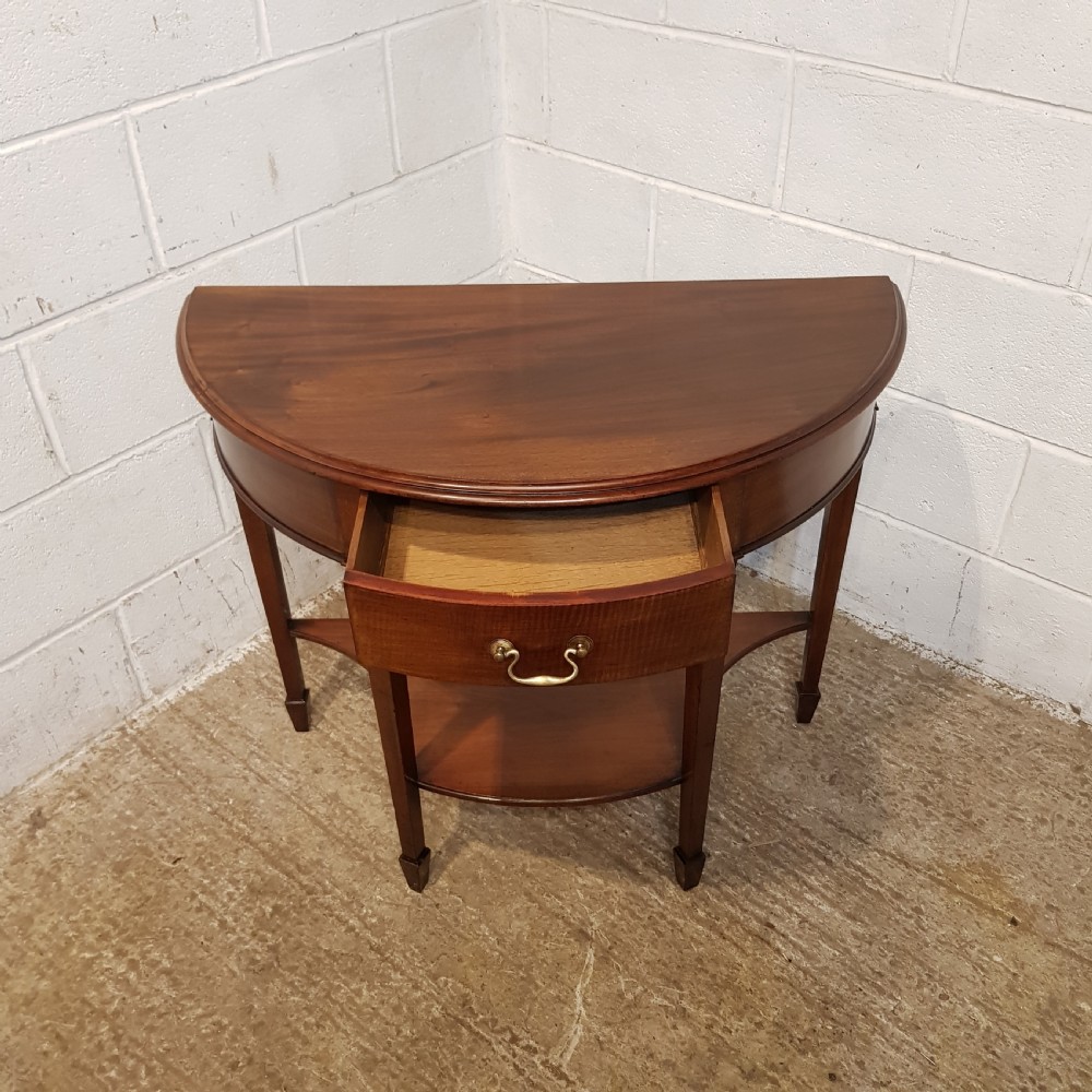 AN ANTIQUE EDWARDIAN MAHOGANY DEMI LUNE CONSOLE SIDE TABLE View VI