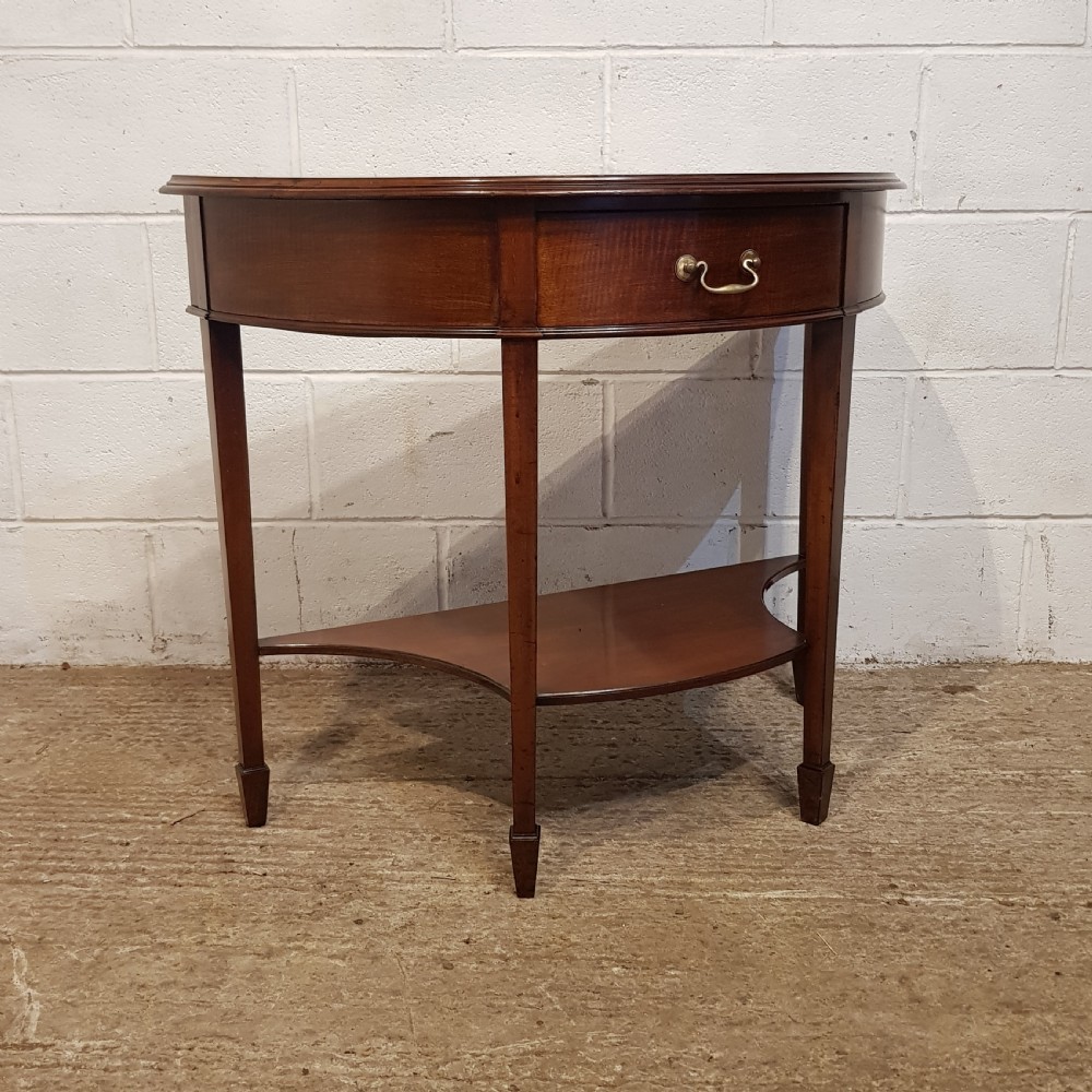AN ANTIQUE EDWARDIAN MAHOGANY DEMI LUNE CONSOLE SIDE TABLE View VIII
