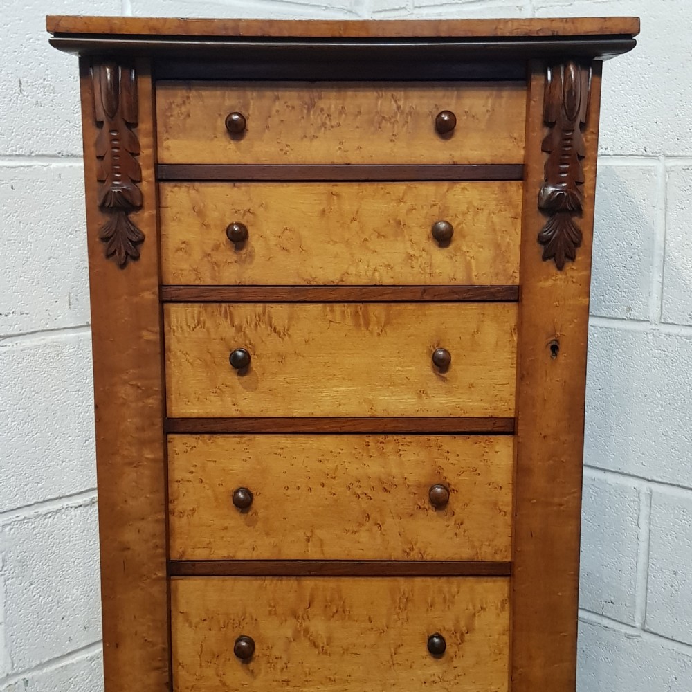 AN ANTIQUE SATINWOOD WELLINGTON CHEST C1890 View III