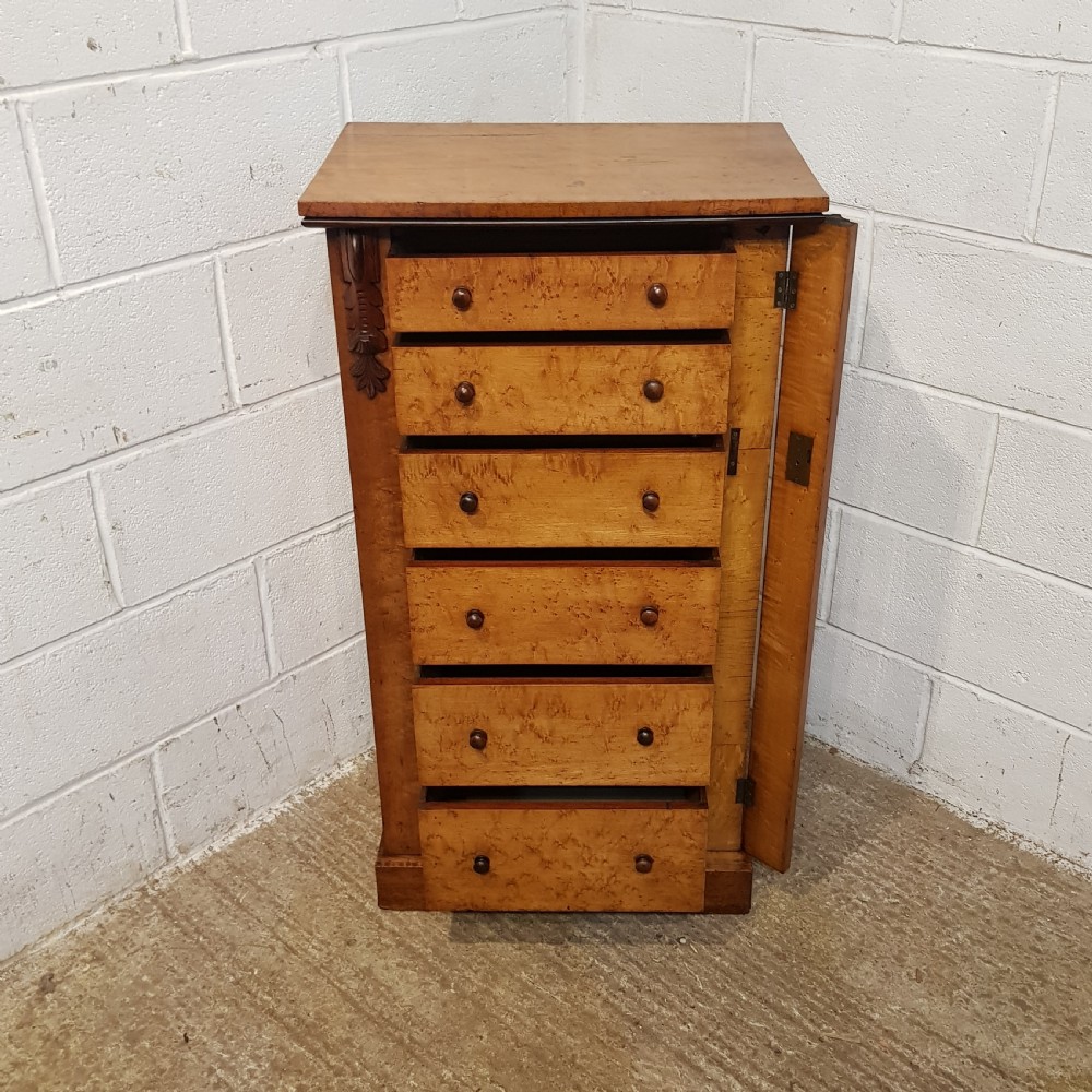 AN ANTIQUE SATINWOOD WELLINGTON CHEST C1890 View V