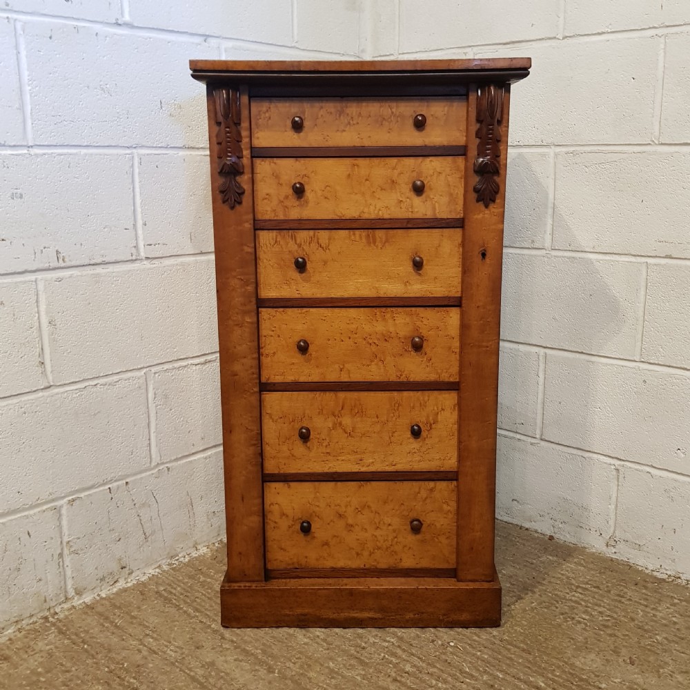 AN ANTIQUE SATINWOOD WELLINGTON CHEST C1890 View VI