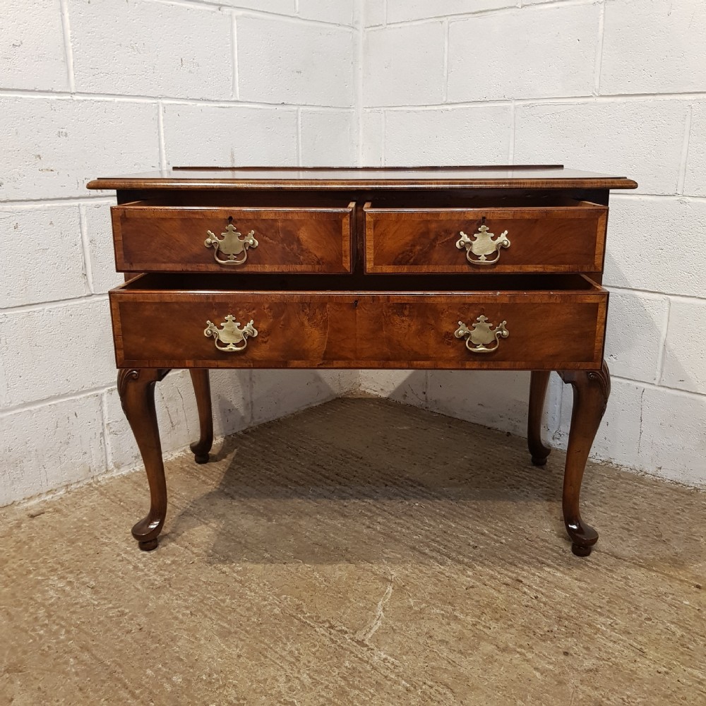 AN ANTIQUE BURR WALNUT LOWBOY BY WARING S GILLOWS STAMPED C1920 View VI
