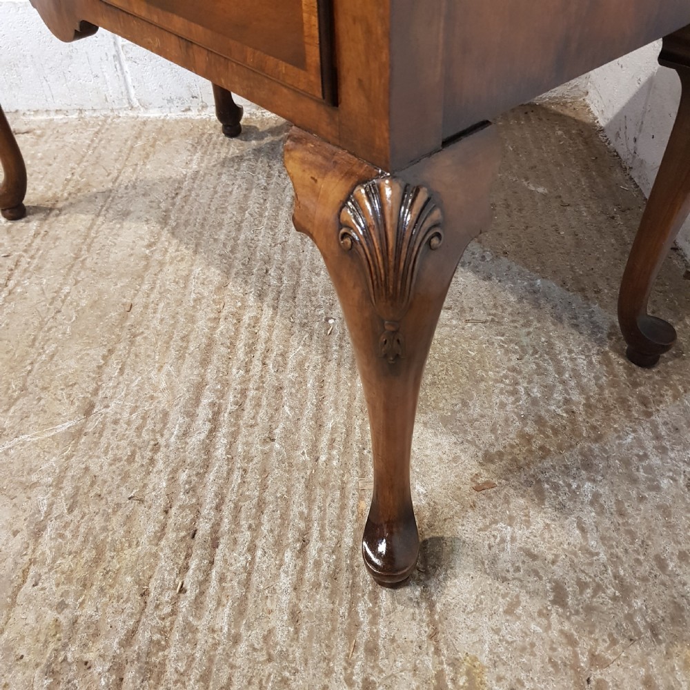 AN ANTIQUE BURR WALNUT LOWBOY BY WARING S GILLOWS STAMPED C1920 View VII