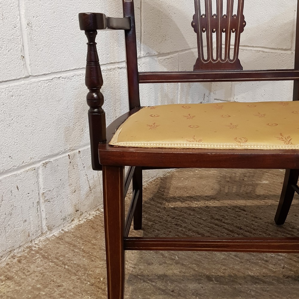 AN ANTIQUE EDWARDIAN MAHOGANY INLAID SALON SOFA C1900 View VI