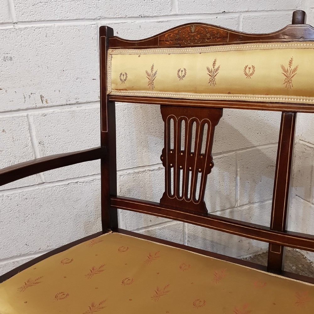 AN ANTIQUE EDWARDIAN MAHOGANY INLAID SALON SOFA C1900 View VII