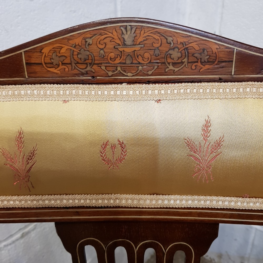 AN ANTIQUE EDWARDIAN MAHOGANY INLAID SALON SOFA C1900 View X