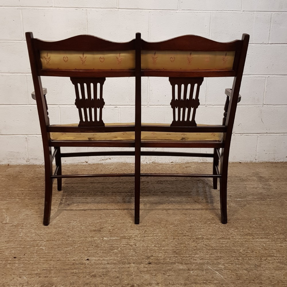 AN ANTIQUE EDWARDIAN MAHOGANY INLAID SALON SOFA C1900 View XI