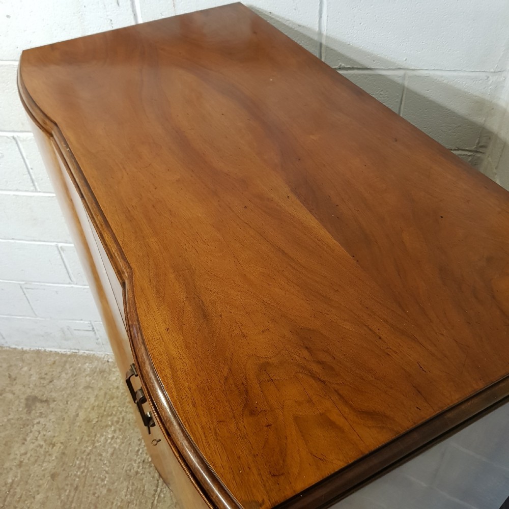 AN ANTIQUE 1920's ART DECO BOW FRONTED SMALL GENTS FITTED BURR WALNUT WARDROBE View VI