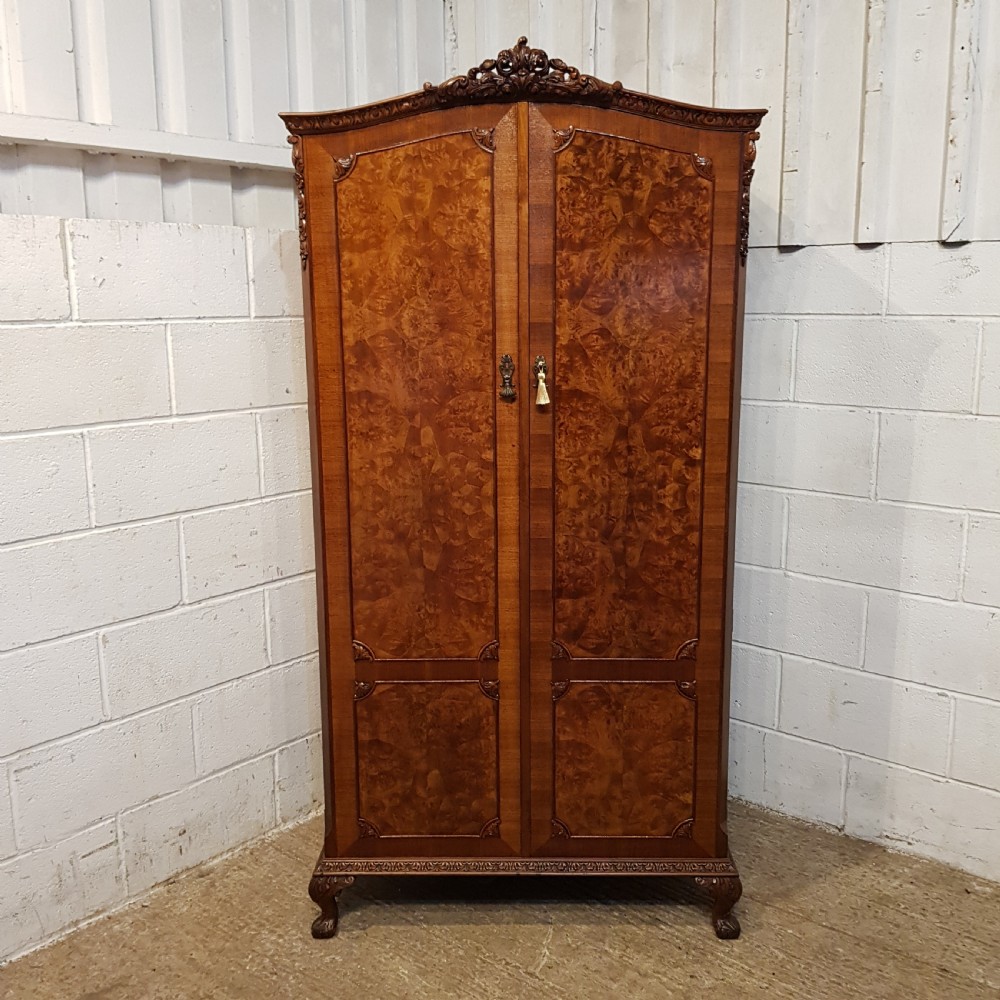 AN ANTIQUE BURR WALNUT FITTED WARDROBE C1920 View VI