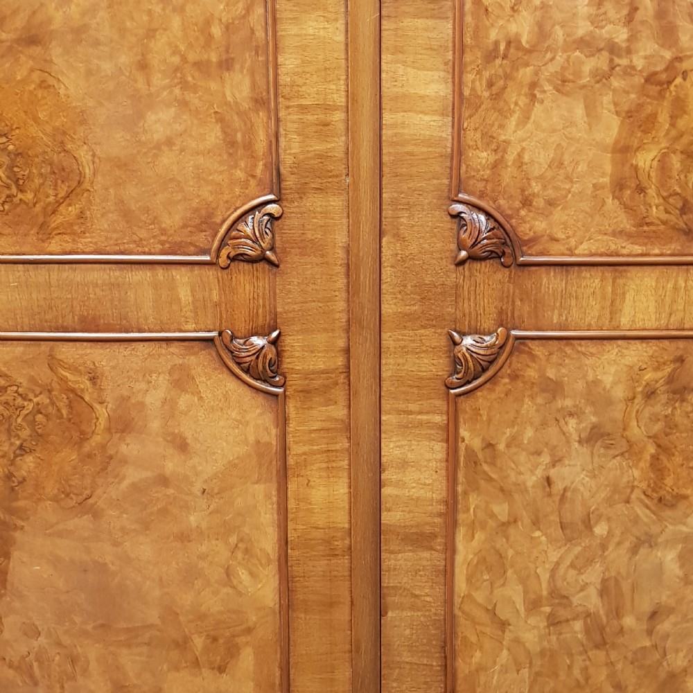 AN ANTIQUE BURR WALNUT DOUBLE WARDROBE C1920 View II