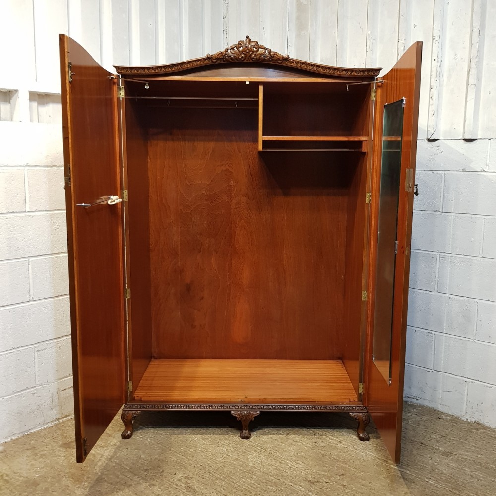 AN ANTIQUE BURR WALNUT DOUBLE WARDROBE C1920 View IV