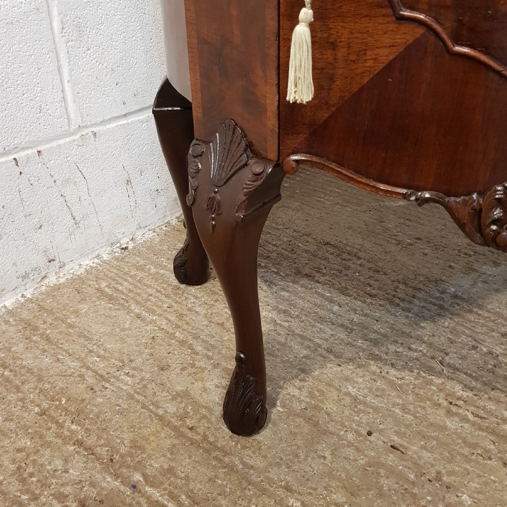 AN ANTIQUE WALNUT SERPENTINE SHAPED SMALL CABINET BY MAPLE & CO C1920 View II