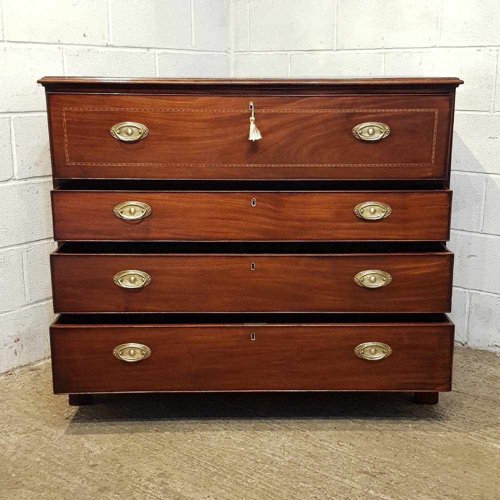 AN ANTIQUE REGENCY MAHOGANY SECRETAIRE CHEST C1800 View V