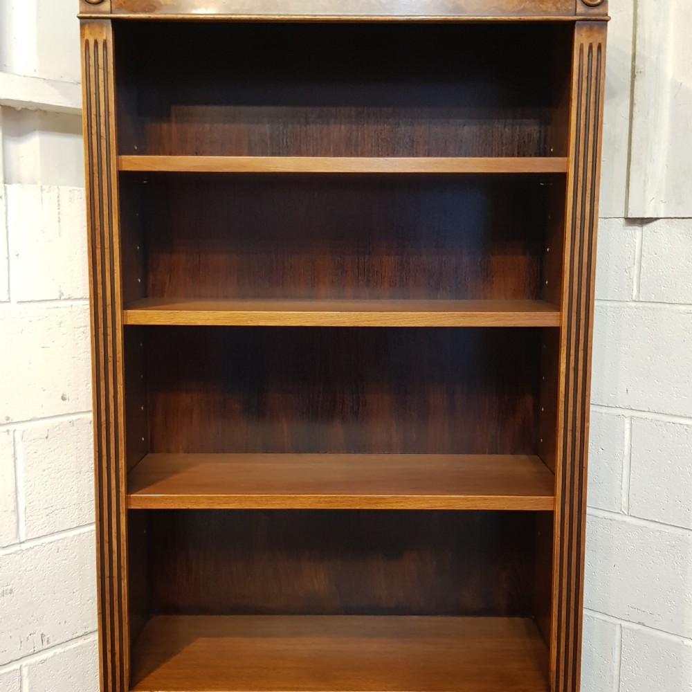 AN ANTIQUE WALNUT TALL NARROW OPEN BOOKCASE OR CUPBOARD C1920 View III