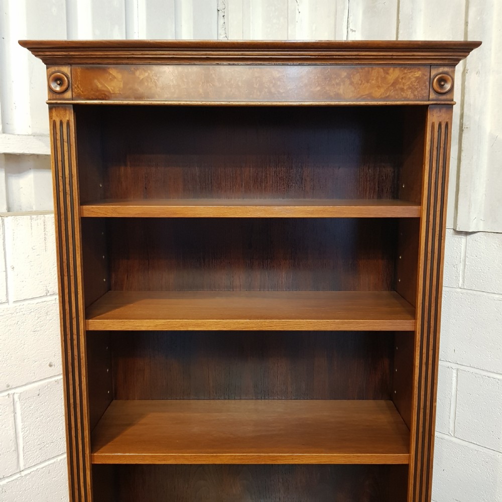 AN ANTIQUE WALNUT TALL NARROW OPEN BOOKCASE OR CUPBOARD C1920 View V