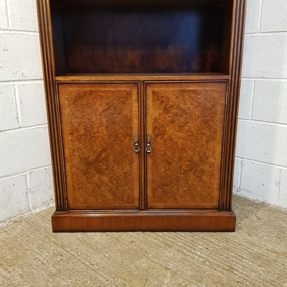 AN ANTIQUE WALNUT TALL NARROW OPEN BOOKCASE OR CUPBOARD C1920 View VI