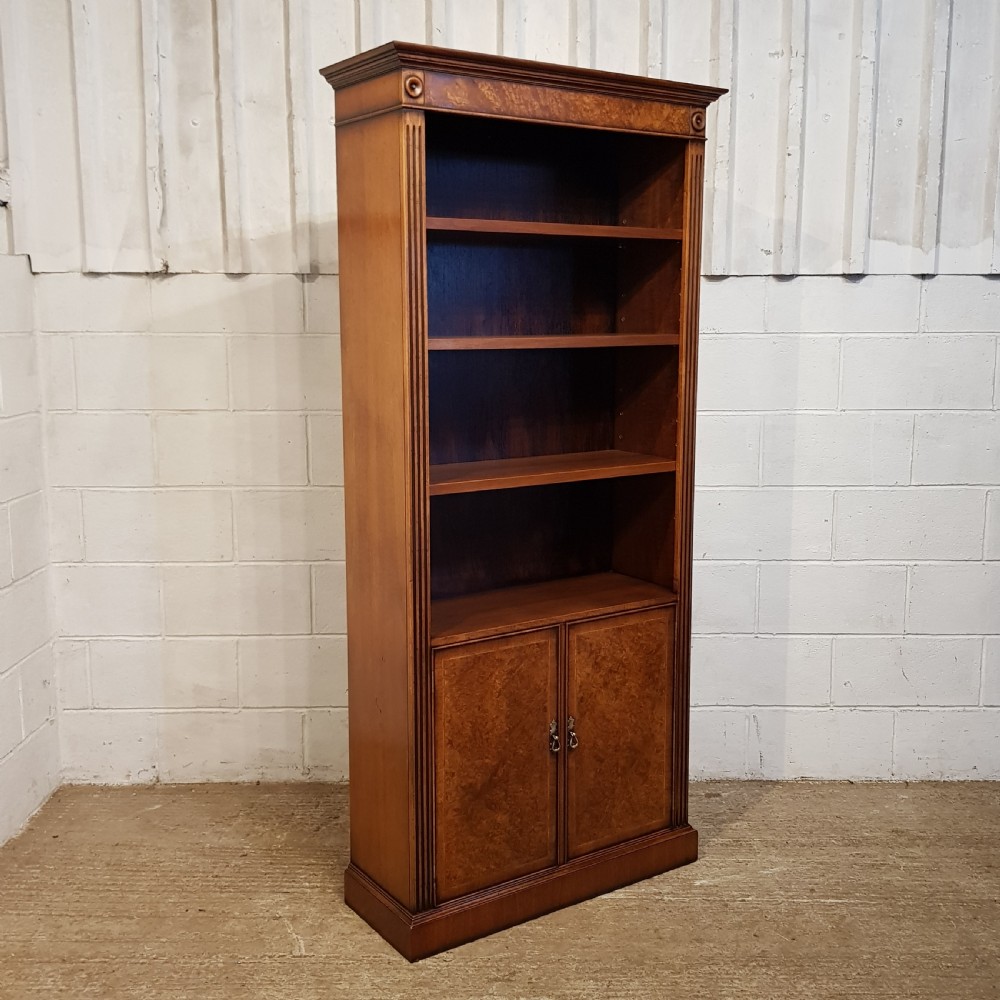 AN ANTIQUE WALNUT TALL NARROW OPEN BOOKCASE OR CUPBOARD C1920 View VII