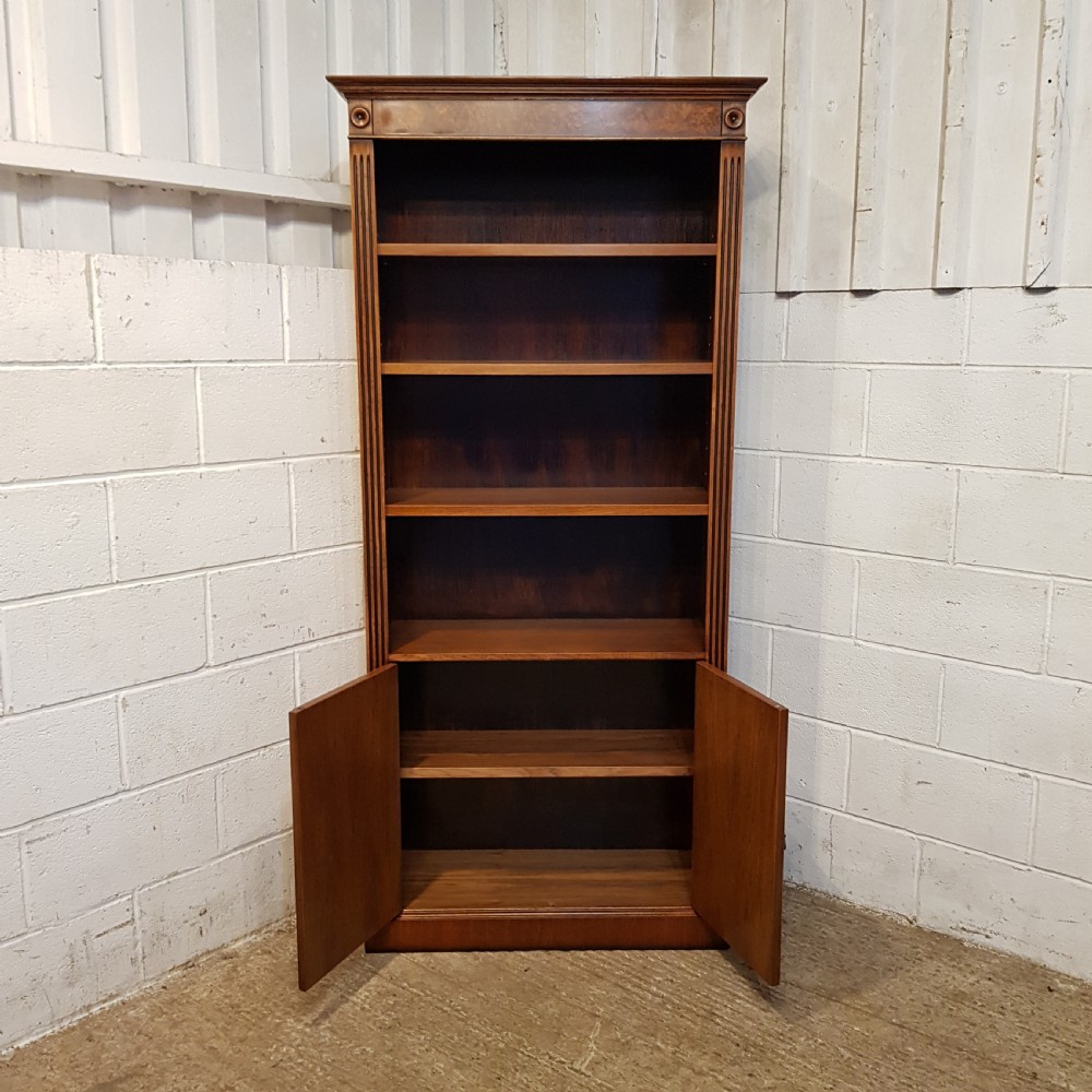 AN ANTIQUE WALNUT TALL NARROW OPEN BOOKCASE OR CUPBOARD C1920 View VIII