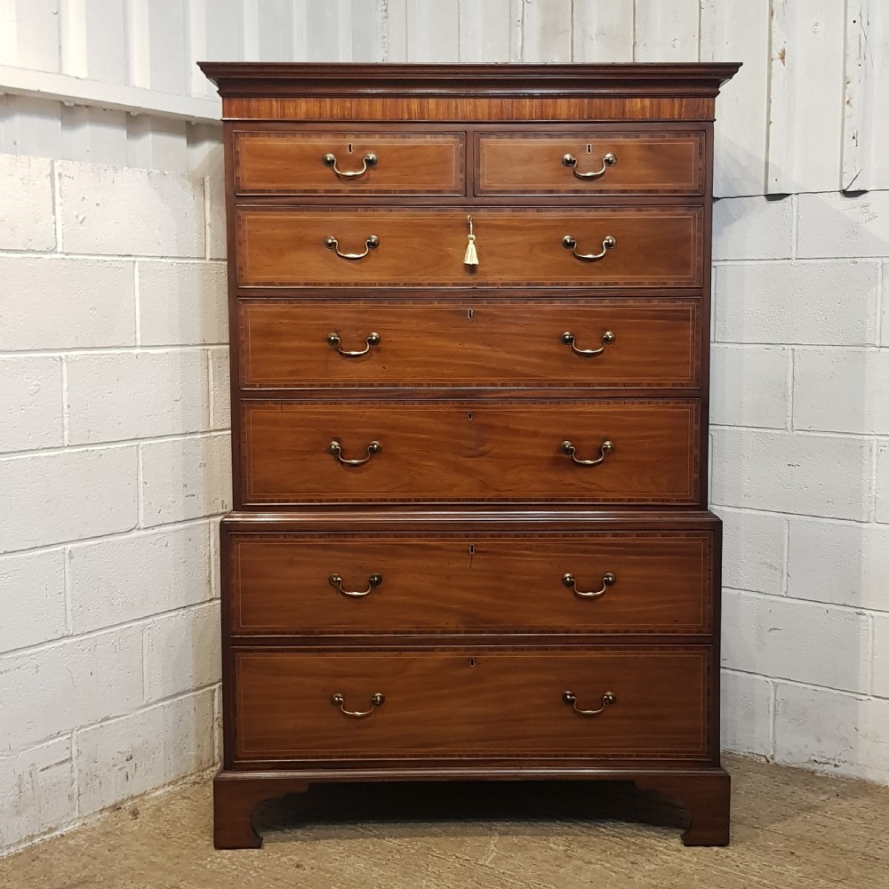 AN ANTIQUE GEORGE 3rd MAHOGANY CHEST ON CHEST WITH SECRETAIRE C1780 View V