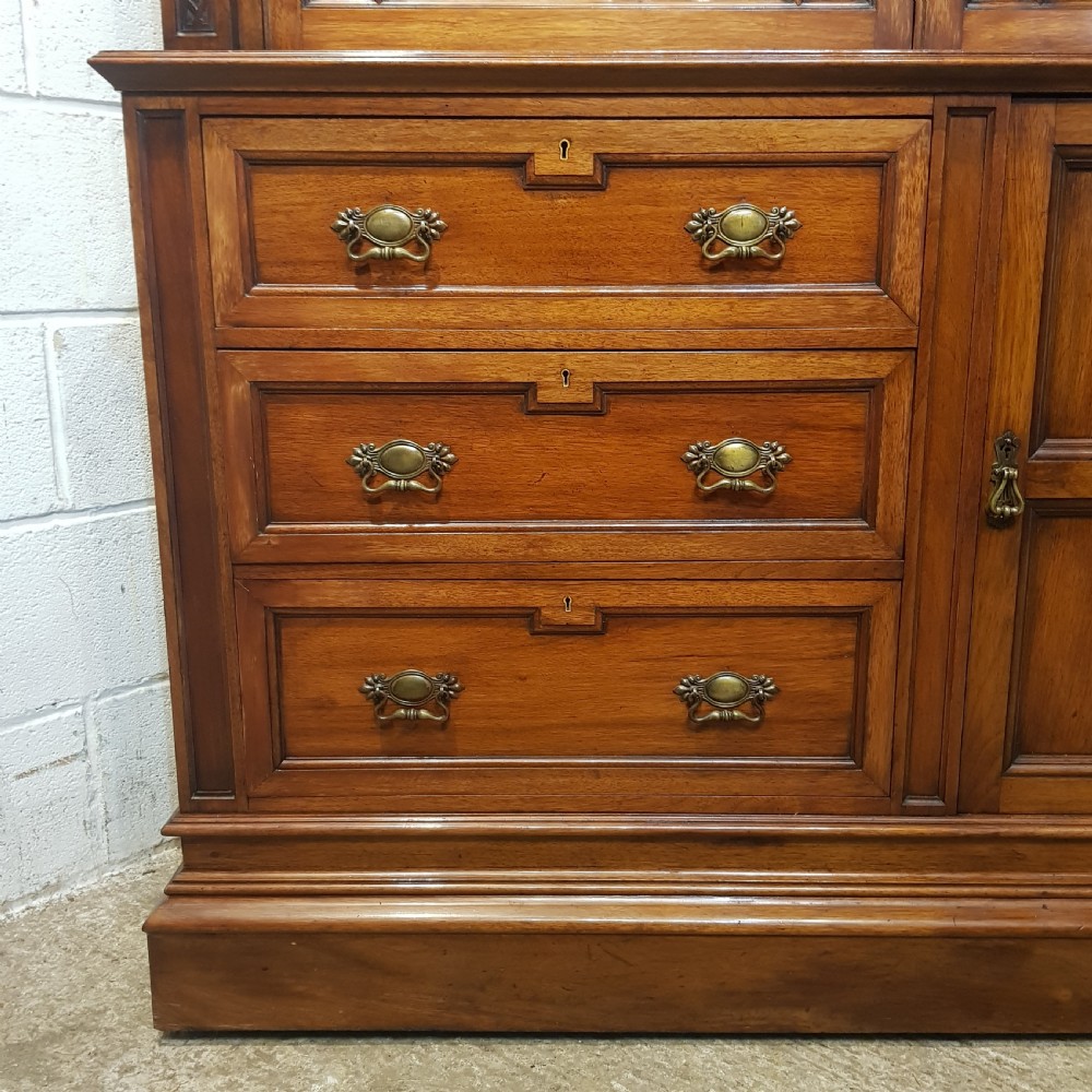 AN ANTIQUE LARGE WALNUT LIBRARY BOOKCASE C1890 View IV