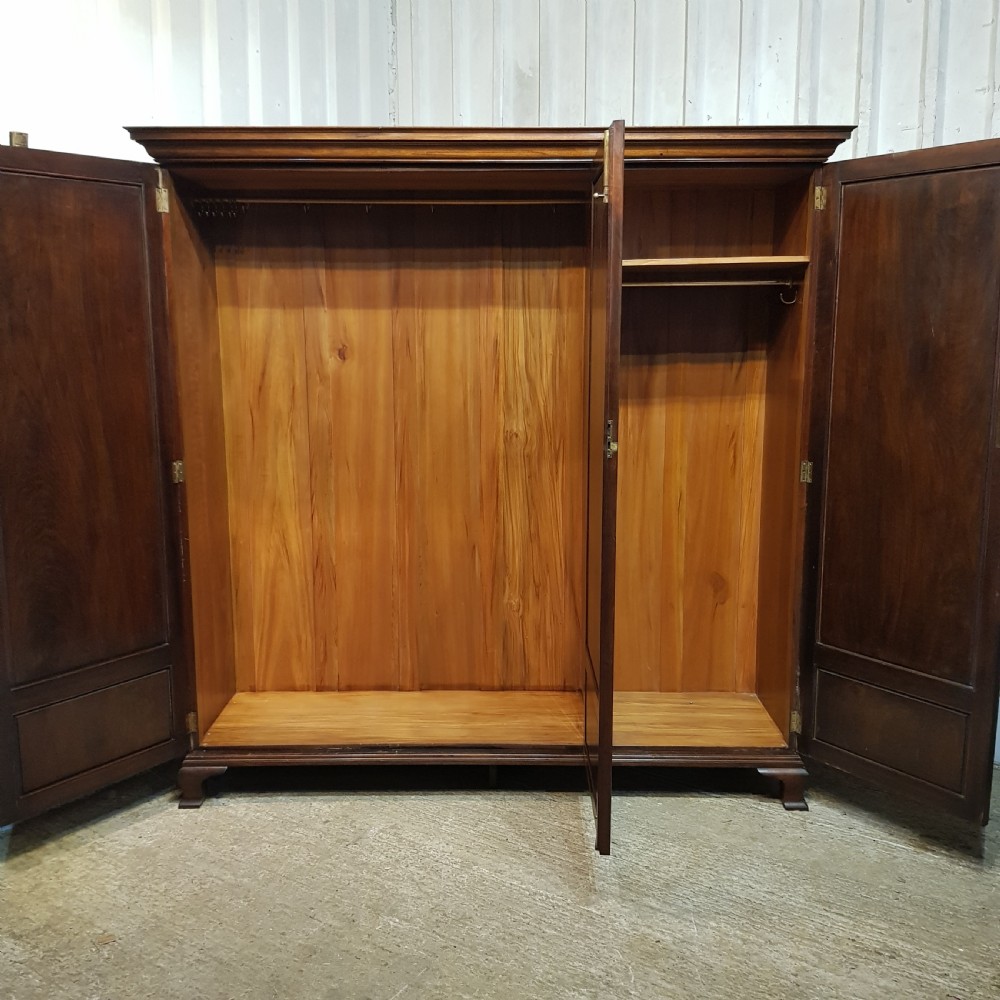 AN ANTIQUE BURR WALNUT TRIPLE WARDROBE C1920 View IV