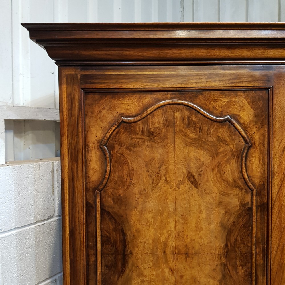 AN ANTIQUE BURR WALNUT TRIPLE WARDROBE C1920 View V