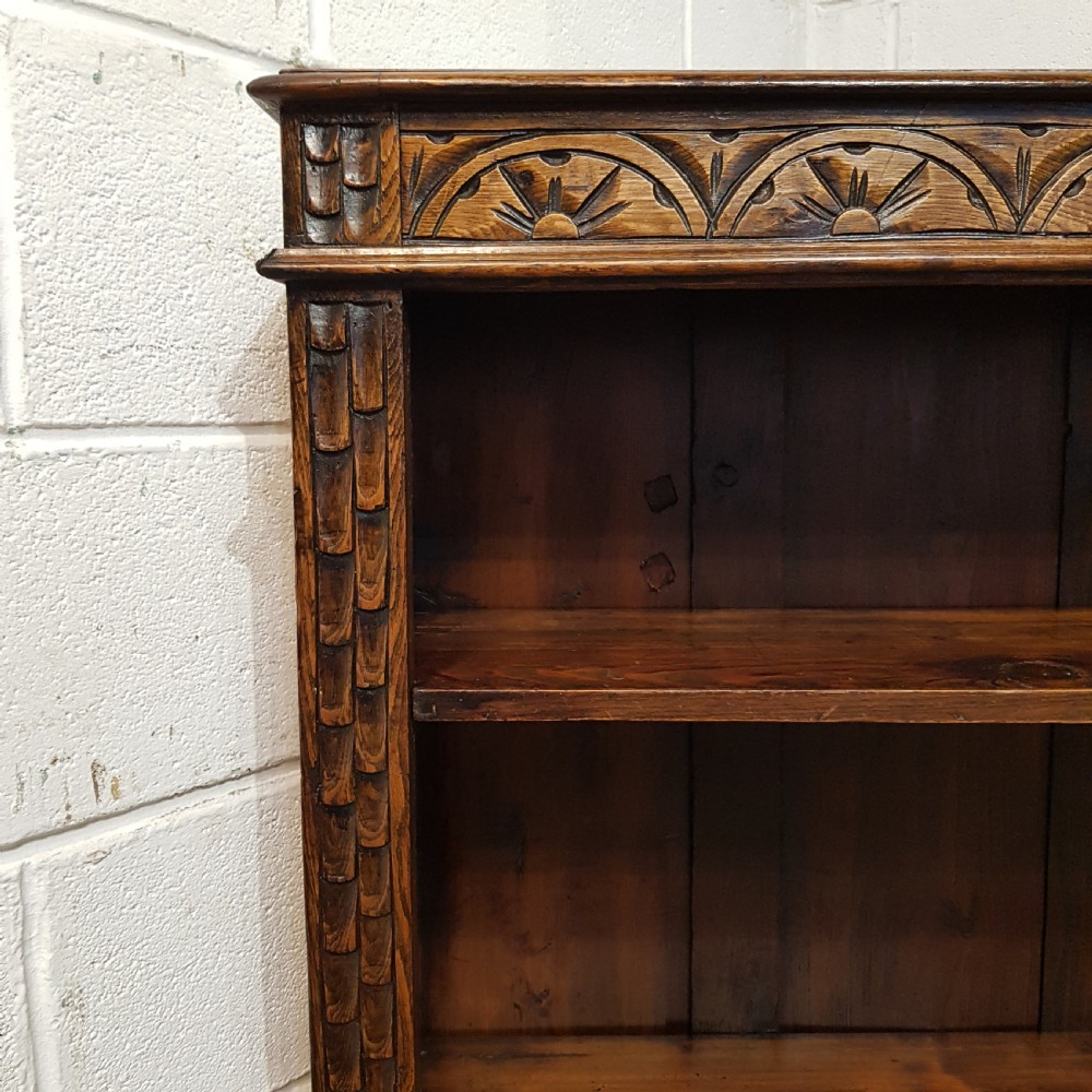 AN ANTIQUE LATE VICTORIAN CARVED OAK BOOKCASE C1900 View IV