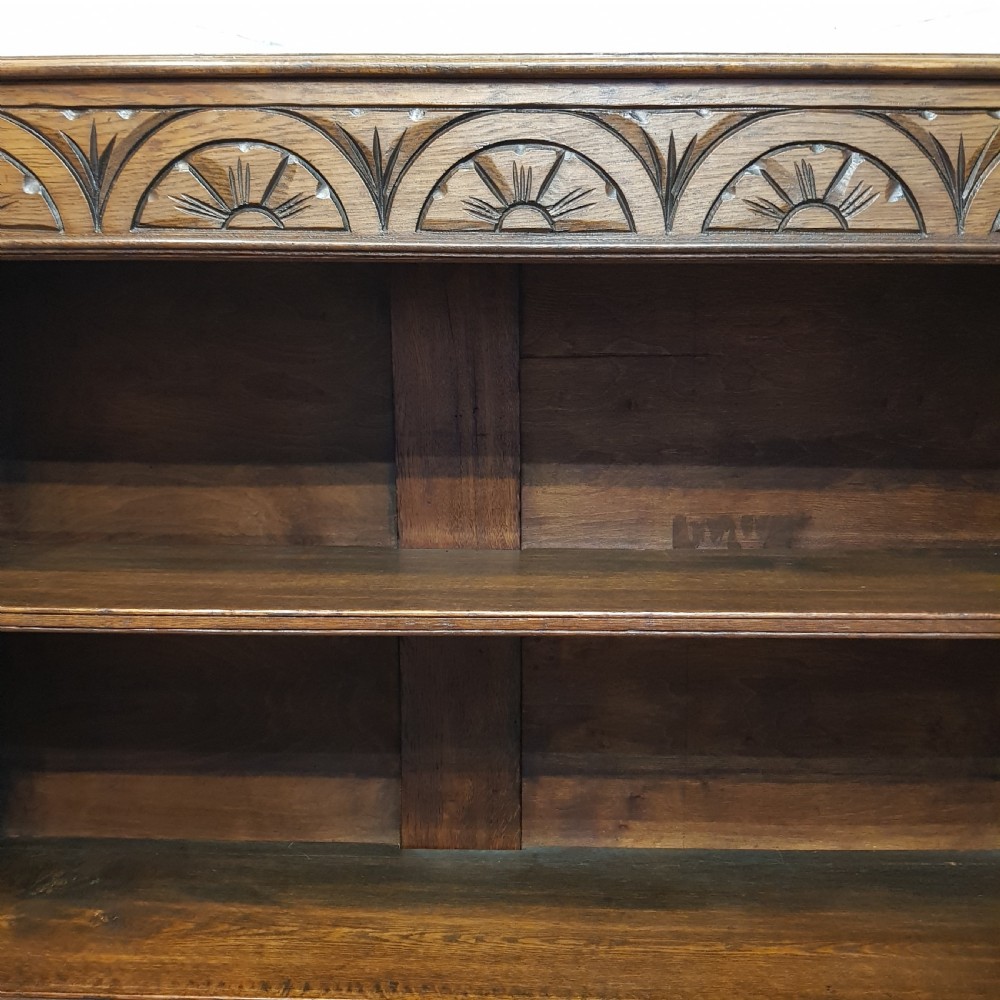 AN ANTIQUE LATE VICTORIAN CARVED OAK OPEN BOOKCASE C1900 View II