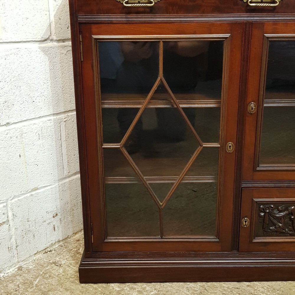 AN ANTIQUE LATE VICTORIAN GLAZED BOOKCASE C1890 View V
