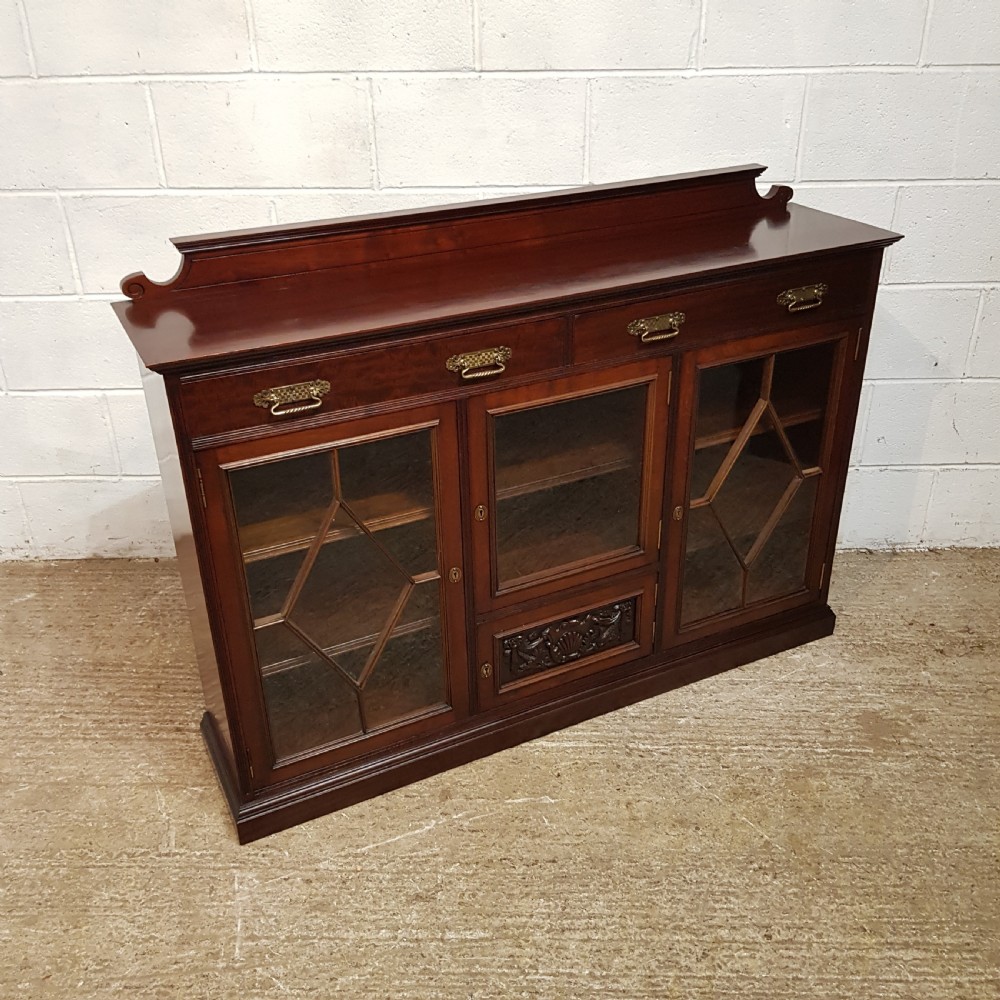 AN ANTIQUE LATE VICTORIAN GLAZED BOOKCASE C1890 View VI