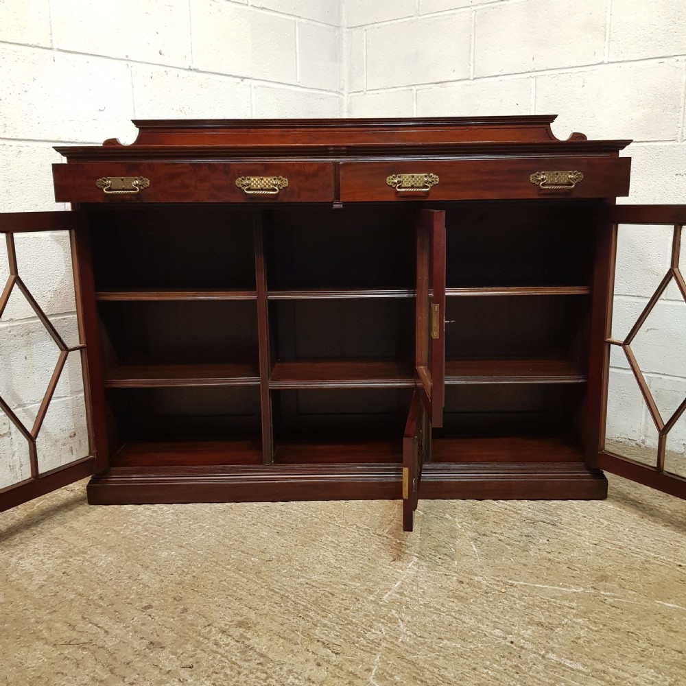 AN ANTIQUE LATE VICTORIAN GLAZED BOOKCASE C1890 View VIII
