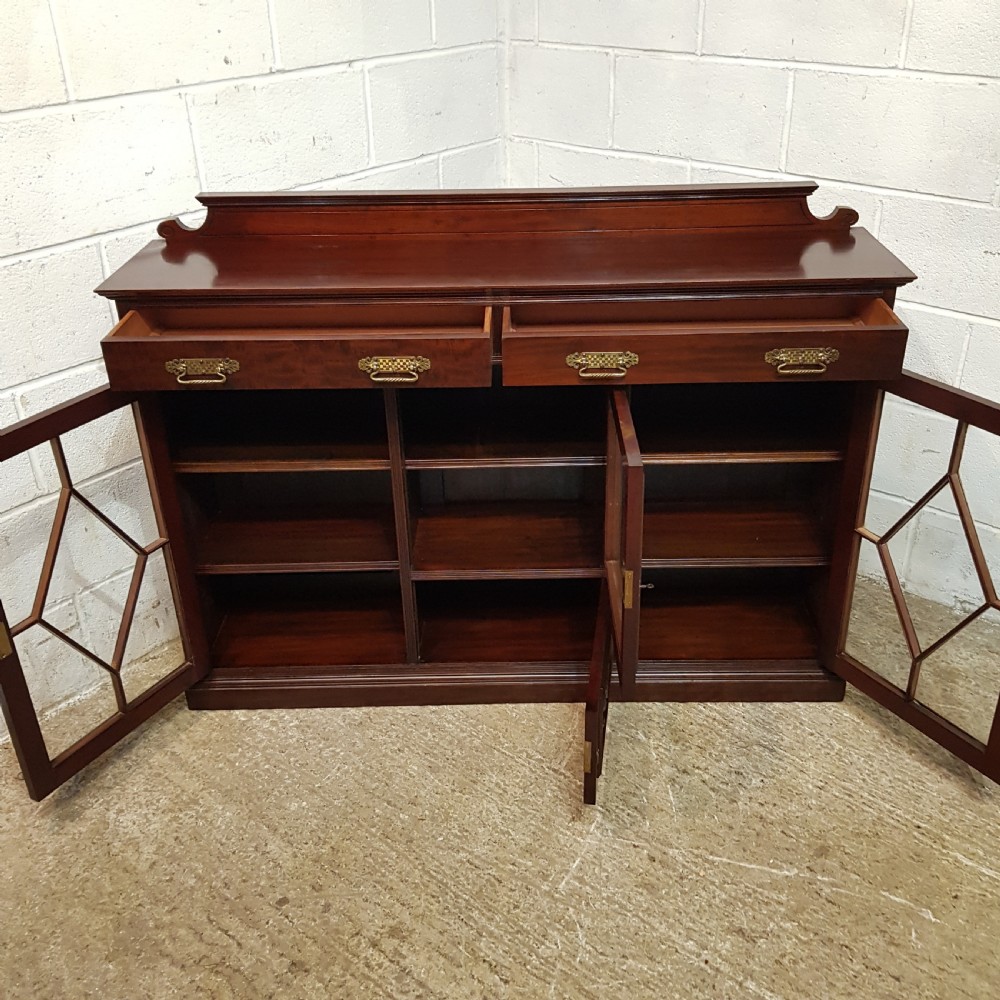 AN ANTIQUE LATE VICTORIAN GLAZED BOOKCASE C1890 View IX