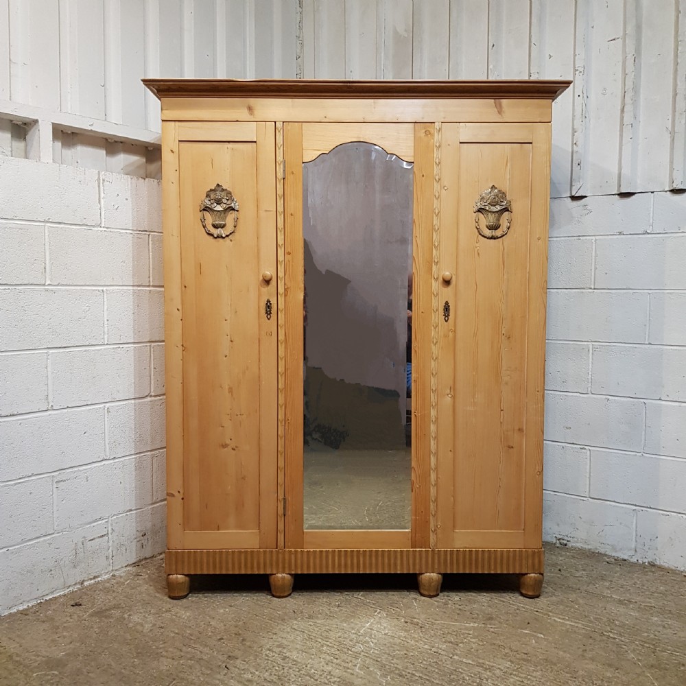 A LATE VICTORIAN SMALL PINE TRIPLE WARDROBE C1900 View VI