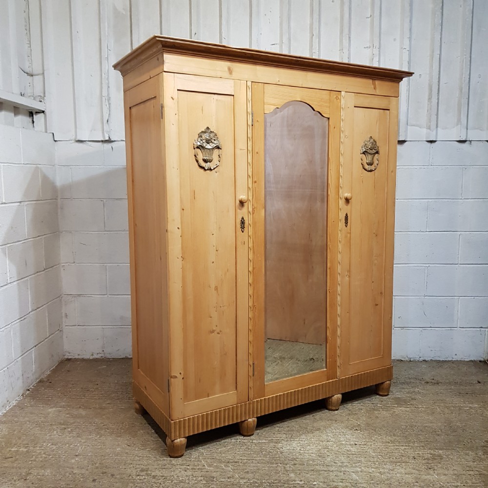 A LATE VICTORIAN SMALL PINE TRIPLE WARDROBE C1900 View VII