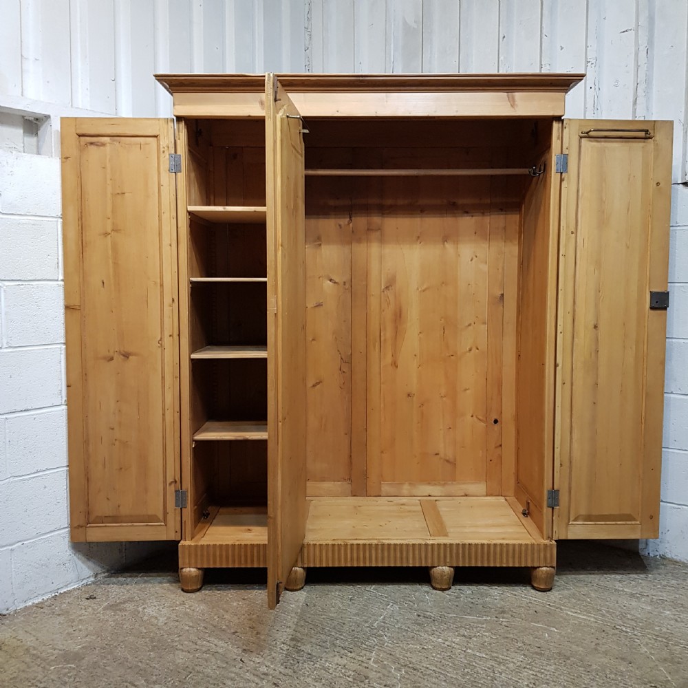 A LATE VICTORIAN SMALL PINE TRIPLE WARDROBE C1900 View X