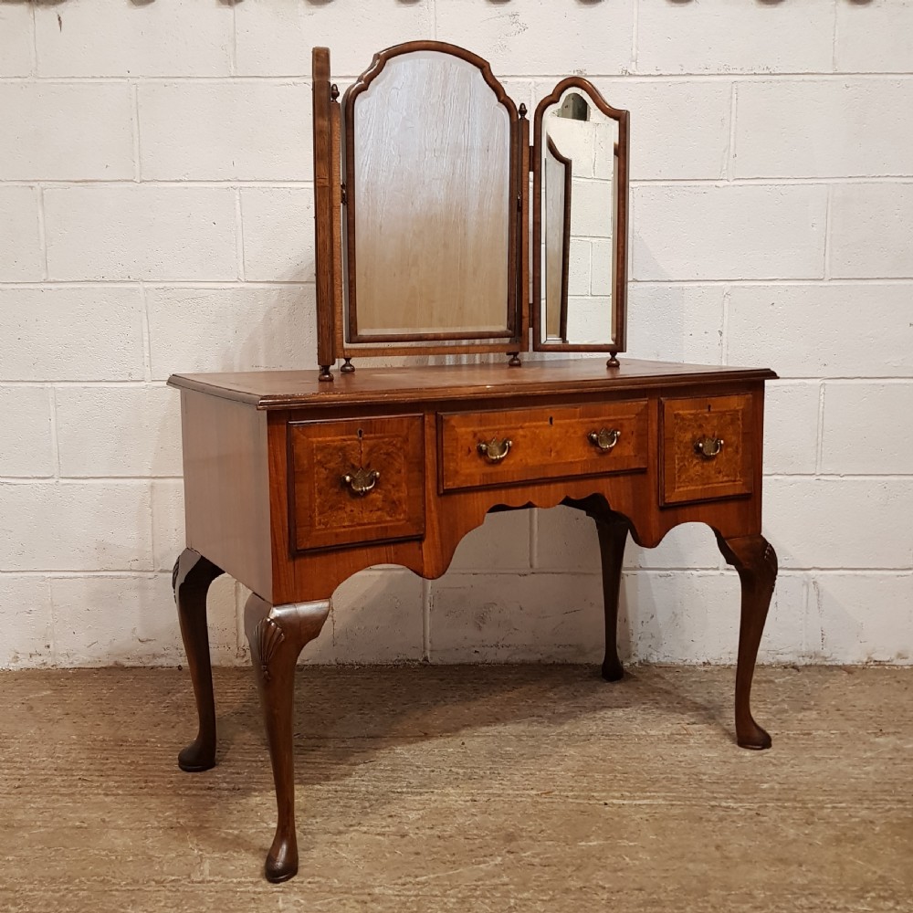 AN ANTIQUE BURR WALNUT DRESSING TABLE C1920 View V