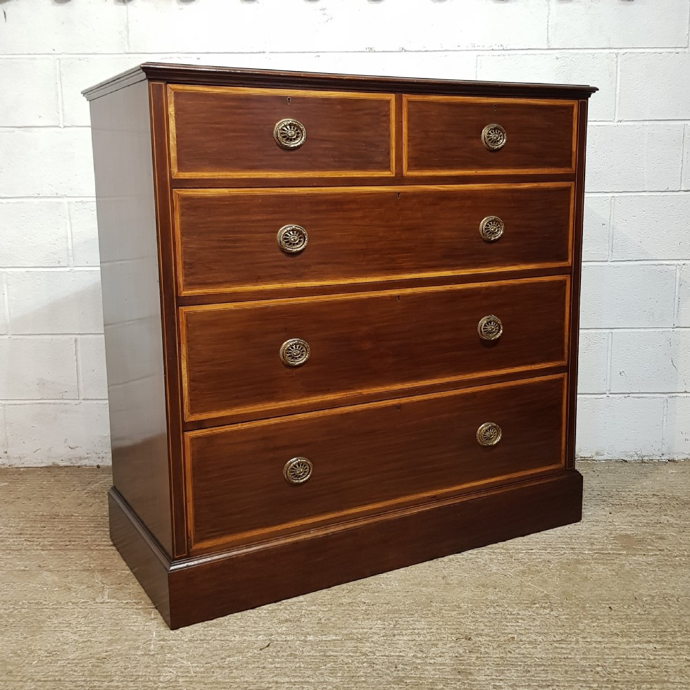 AN EDWARDIAN 4 HEIGHT MAHOGANY CHEST OF DRAWERS BY ROBINSONS OF NEWCASTLE C1900 View VII