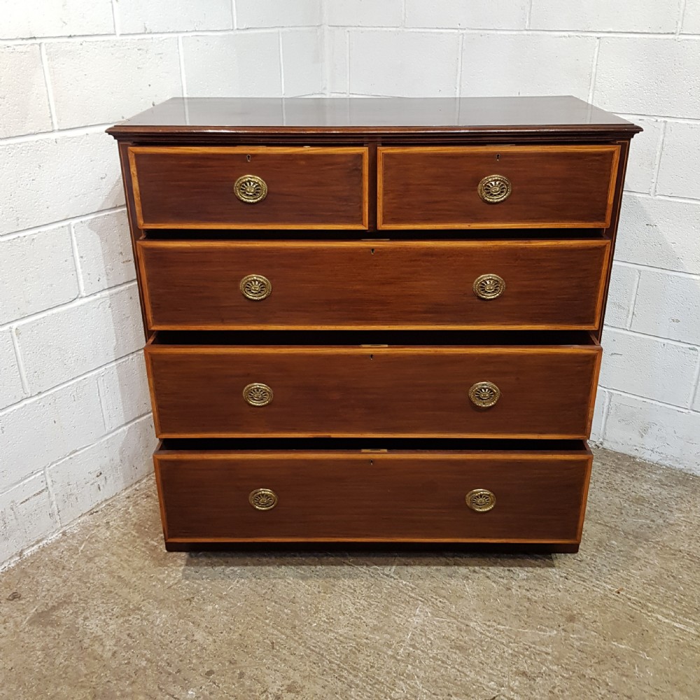 AN EDWARDIAN 4 HEIGHT MAHOGANY CHEST OF DRAWERS BY ROBINSONS OF NEWCASTLE C1900 View VIII