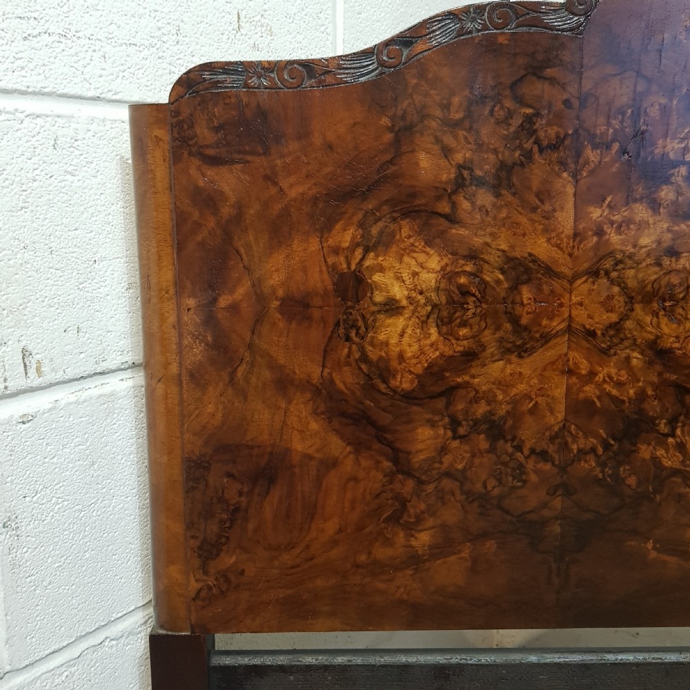 AN ANTIQUE ART DECO BURR WALNUT DOUBLE BEDSTEAD C1920 View IV