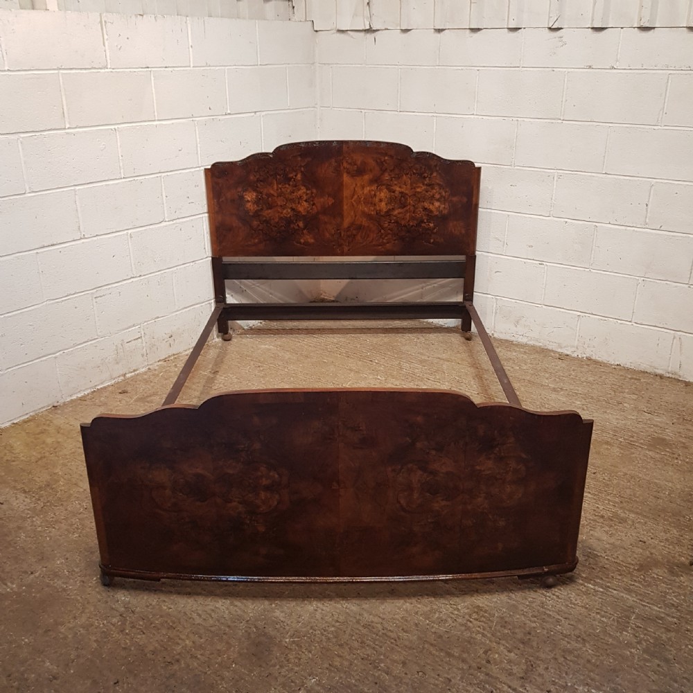 AN ANTIQUE ART DECO BURR WALNUT DOUBLE BEDSTEAD C1920 View V