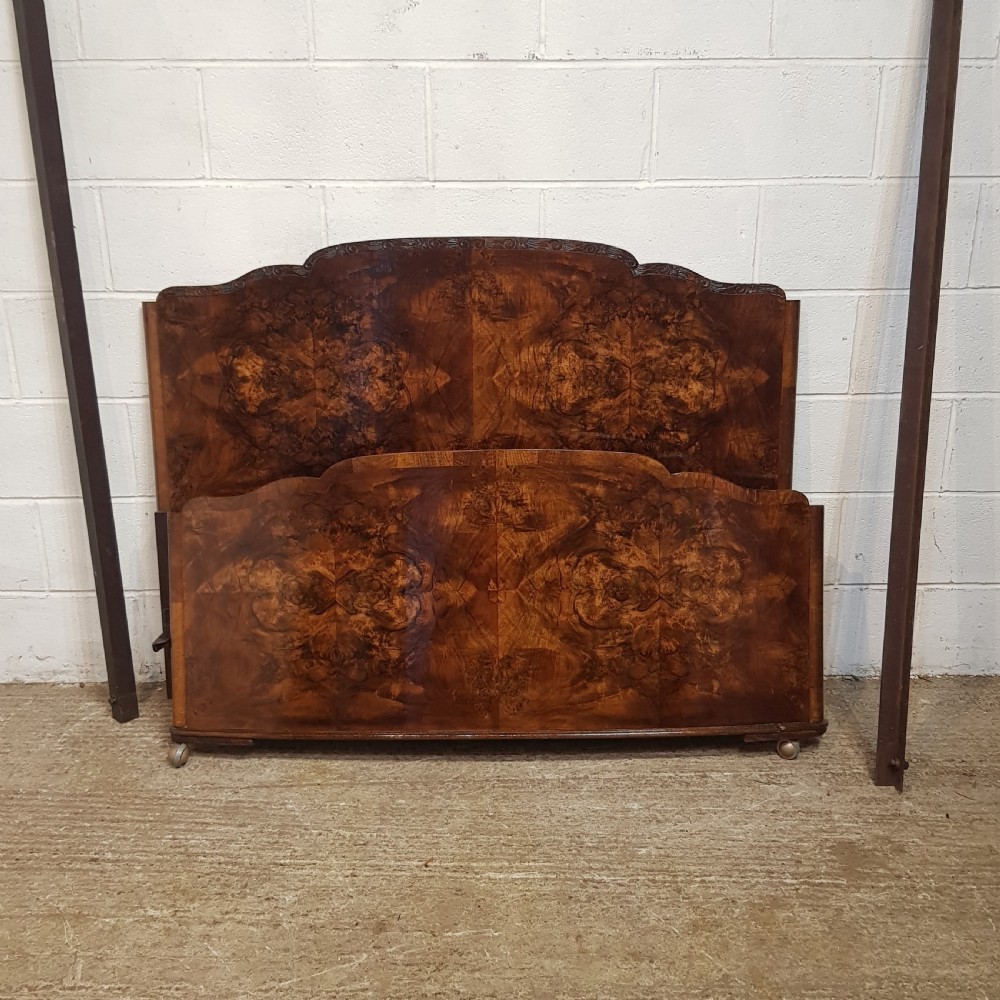 AN ANTIQUE ART DECO BURR WALNUT DOUBLE BEDSTEAD C1920 View VII