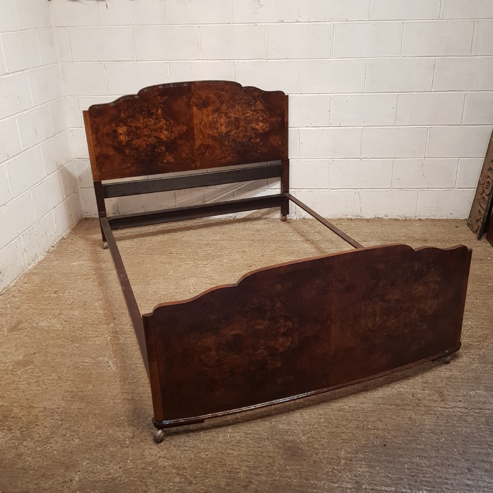 AN ANTIQUE ART DECO BURR WALNUT DOUBLE BEDSTEAD C1920 View VIII