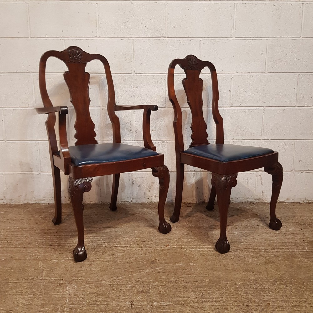 A STUNNING SET OF 6 EDWARDIAN WALNUT DINING CHAIRS C1900 View V
