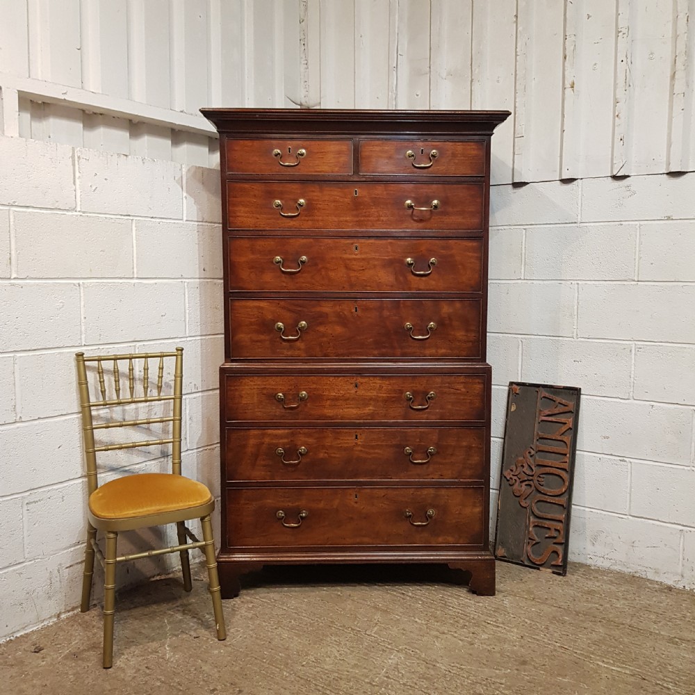 A GEORGE 3rd MAHOGANY CHEST ON CHEST C1780