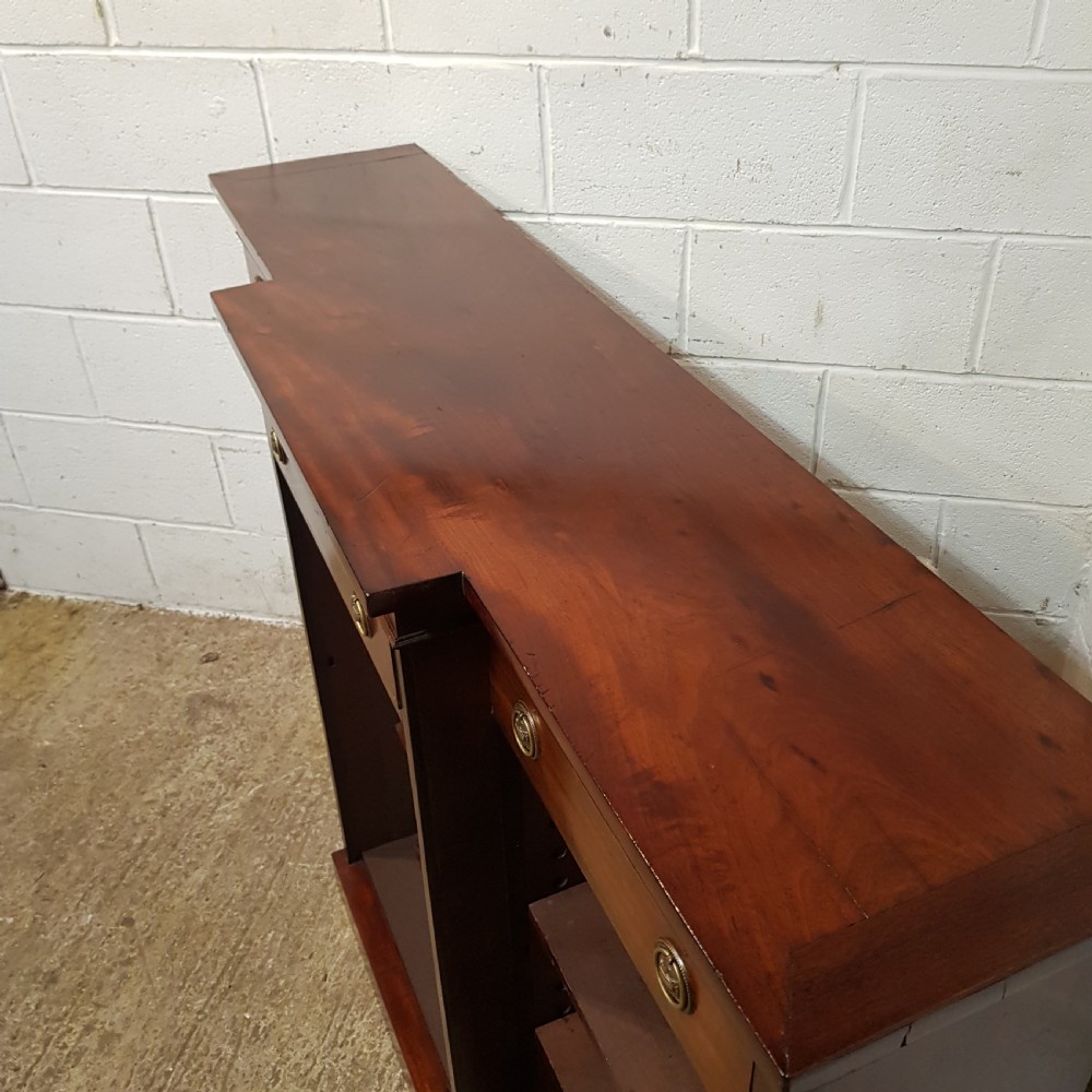AN ANTIQUE EARLY VICTORIAN MAHOGANY BREAKFRONT OPEN BOOKCASE C1850 View VI
