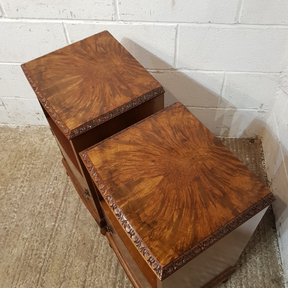 A PAIR OF ANTIQUE BURR WALNUT BEDSIDE CABINETS C1920 View III
