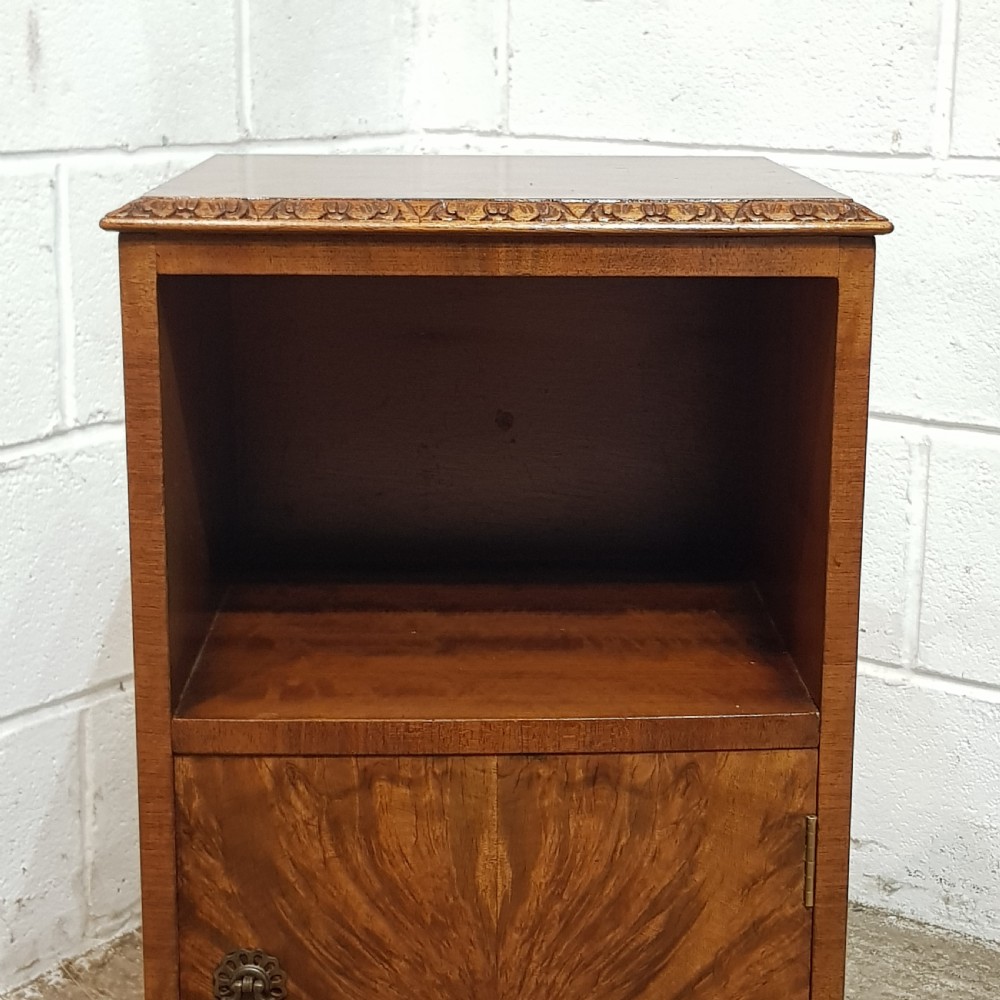 A PAIR OF ANTIQUE BURR WALNUT BEDSIDE CABINETS C1920 View V