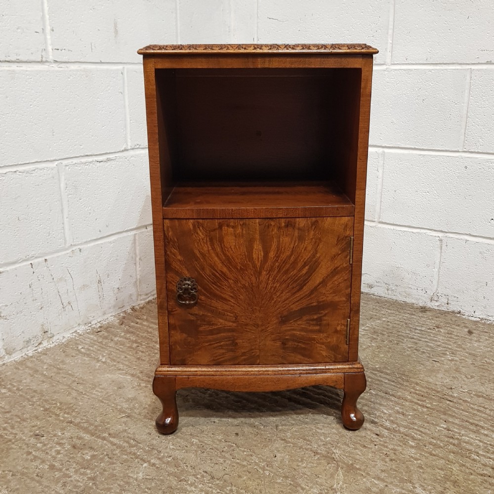 A PAIR OF ANTIQUE BURR WALNUT BEDSIDE CABINETS C1920 View VI