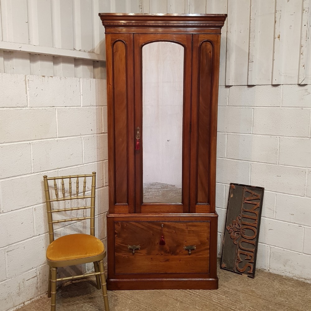 A RARE VICTORIAN MAHOGANY SINGLE WARDROBE C1880