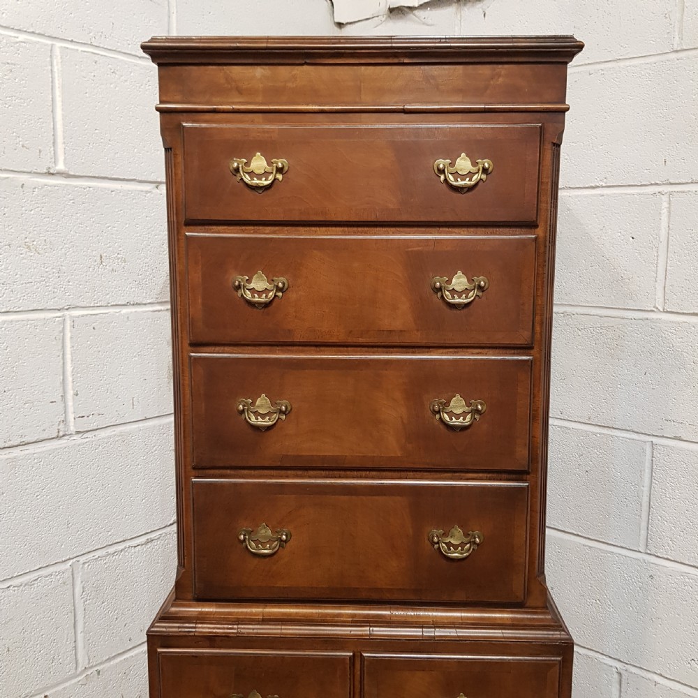 AN ANTIQUE WALNUT DWARF CHEST ON CHEST C1920 View III
